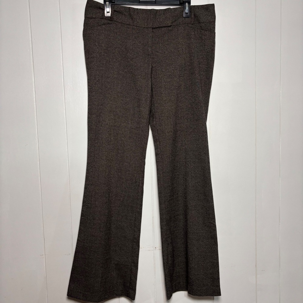 Y2K Charlotte Russe Brown Flare Leg Dress Pants Size 12 Textured Trousers Earthy